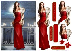 Art Deco Lady Pearl Christmas (red)