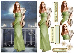 Art Deco Lady Pearl Christmas (light Green)