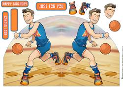 Basketball Dude Orange and Blue Shaped Card