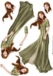 Lady Guinevere Decoupage Sheet (green)