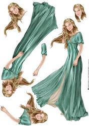 Lady Guinevere Decoupage Sheet (aqua)