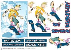 Skater Skateboarding Teen Dude Blue.