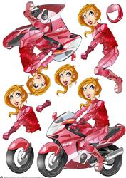 Biker Chick Pink Decoupage Sheet