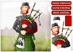 Bagpipe Player Dude Green Kilt 8x8 Quick Card