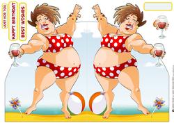 Beach and Wine Dudess Shaped Card