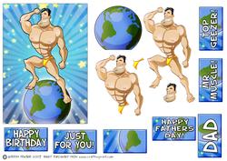 Muscleman Dude, Tanned, Black Hair.