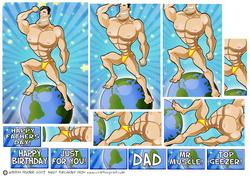 Muscleman Dude, Tanned, Black Hair Pyramid.