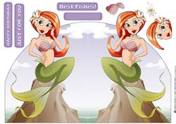 Redhead Mermaid Dudess Shaped Card