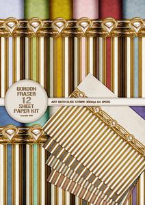 12 Sheet Art Deco Elise Stripes Paper Kit