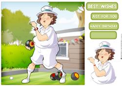 Lawn Bowls Lady 2 8x8 Quick Card