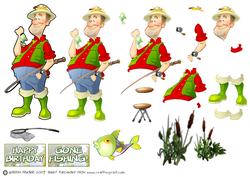 Fishing Dude Decoupage Sheet.