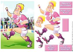 Rugby Lady Pink and Purple.