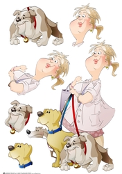 Dog Walker Dudess Decoupage Sheet