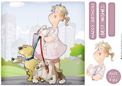 Dog Walker Dudess 8x8 Quick Card