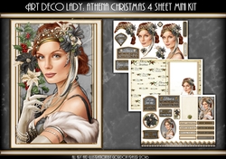 Art Deco Lady Christmas Athena Black 4 Sheet Mini Kit
