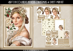 Art Deco Lady Christmas Athena Cream 4 Sheet Mini Kit