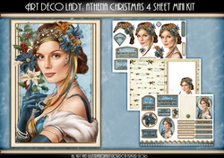 Art Deco Lady Christmas Athena Dark Blue 4 Sheet Mini Kit