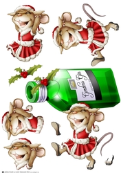 Mrs Christmas Gin Mouse Decoupage Sheet