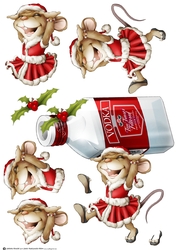 Mrs Christmas Vodka Mouse Decoupage Sheet