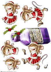 Mrs Christmas Sloe Gin Mouse Decoupage Sheet