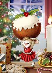Mrs Christmas Pudding Mouse A4
