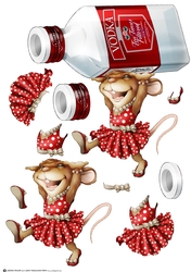 Mrs Vodka Mouse Decoupage Sheet
