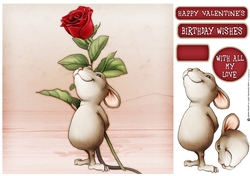 Valentines Rose Mouse 8x8 Quick Card