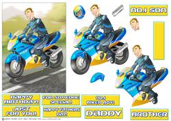 Biker Dude Blue and Yellow.