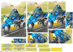 Biker Dude Blue and Yellow Pyramid.