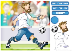 Football Dude White and Blue Beard 8x8