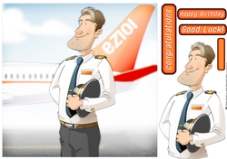 Airline Pilot Dude (Orange) 8x8