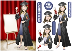 Graduation Dudess Brown Hair Blank Board
