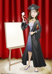 Graduation Dudess Brown Hair Blank Board A4