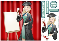 Graduation Dudess Blonde Hair Blank Board 8x8