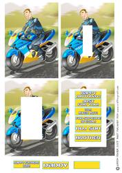 Biker Dude Blue and Yellow Inverted Pyramid.