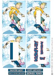 Skater Skateboarding Teen Dude Blue Inverted Pyramid.