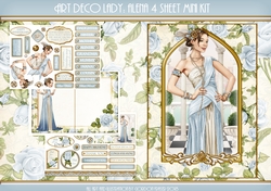 Art Deco Lady Alena 4 Sheet Mini Kit (Light Blue)