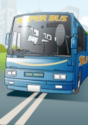 A5 Blue Bus Scene