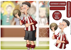 Red and White Stripe Old Footballer Dude 8x8 Card Front