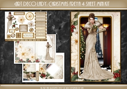 Art Deco Lady Freya Christmas 4 Sheet Mini Kit CREAM