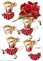 Mrs Valentine Rose Mouse Decoupage Sheet