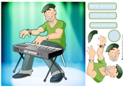 Keyboard Player Dude 2 8x8 Quick Card