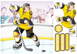 Ice Hockey Dude Yellow and Black 8x8 Quick Card
