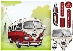 Camper Van Red 8x8 Quick Card