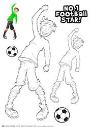 Football Dude Green and Black Digi Stamp.