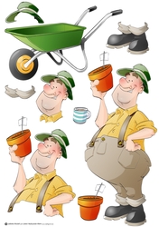 Gardener Dude Yellow Decoupage Sheet