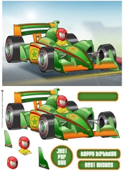 Formula 1 Racing Car Dude Green