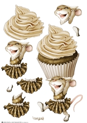 Mrs Cup Cake Mouse (Chocolate) Decoupage Sheet