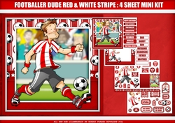 Footballer Dude Red and White Stripe 4 Sheet Mini Kit
