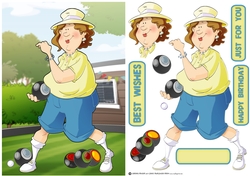 Lawn Bowls Lady 2 Blue and Yellow